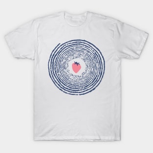 Blue Spiral with Pink Strawberry T-Shirt